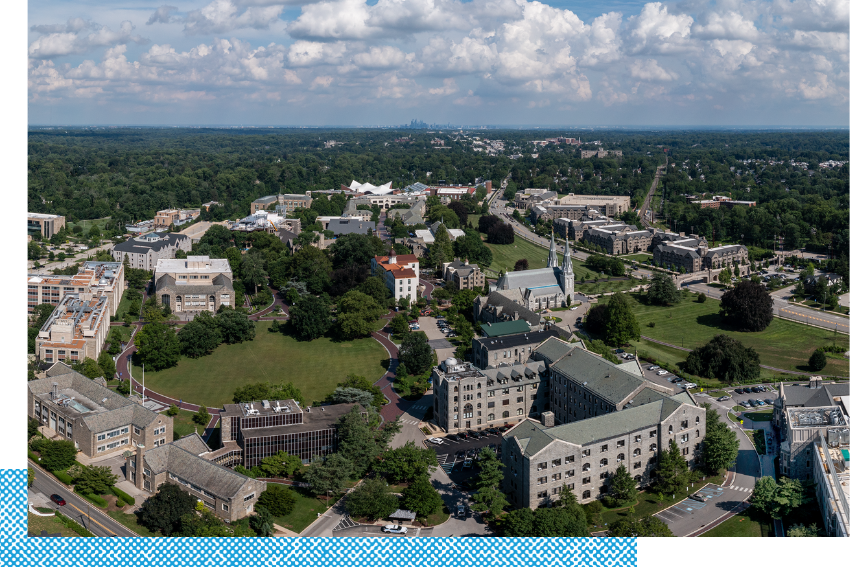 Aerial view of the Villanova campus