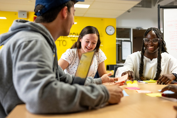 Students brainstorming in the Idea Lab