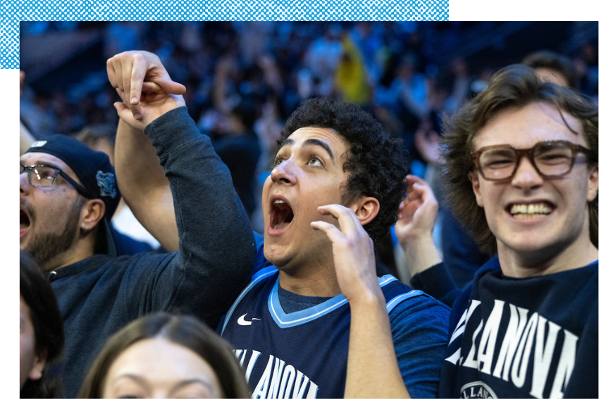 Students at Philadelphia's arena for a basketball game.